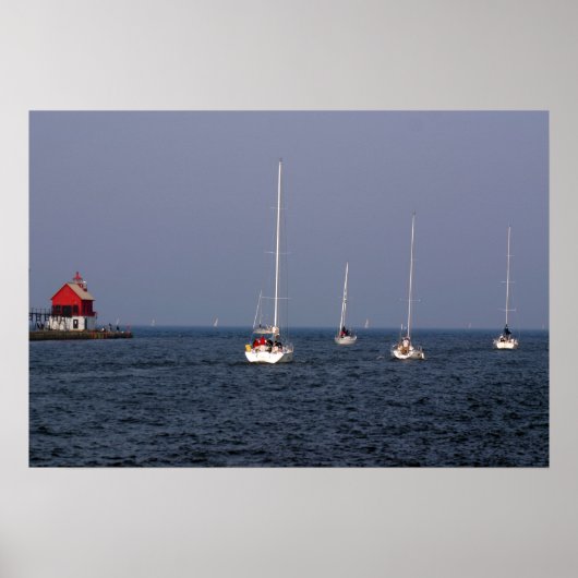 Segelboote auf dem Kanal Grand Haven Poster (Vorne)