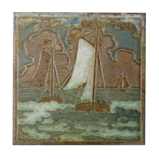 Segelboote auf dem Meer Vintage Kunst des nautisch Fliese