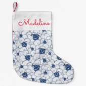 Segelboote auf dem Meeresmuster| Name hinzufügen Kleiner Weihnachtsstrumpf (Vorderseite)