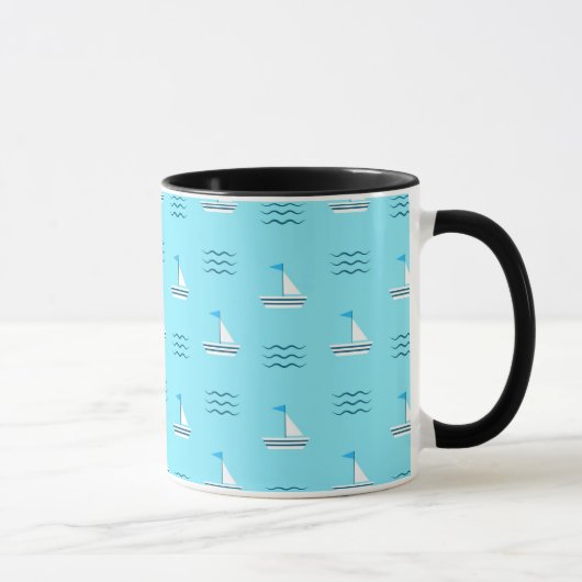 Segelboote auf dem Muster "Blaues Meer" Tasse (Rechts)
