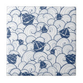 Segelboote auf dem Seemuster Fliese (Vorderseite)