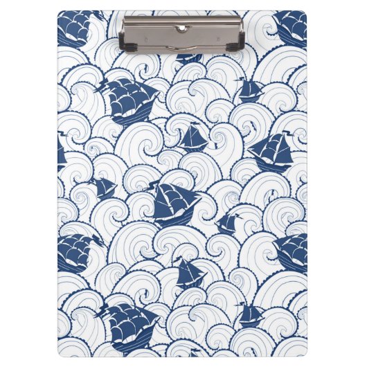 Segelboote auf dem Seemuster Klemmbrett (Vorderseite)