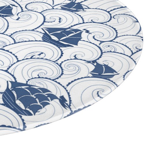 Segelboote auf dem Seemuster Schneidebrett (Ecke)