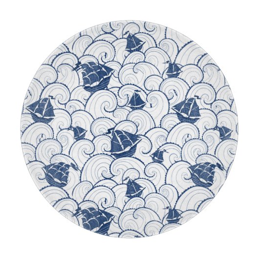 Segelboote auf dem Seemuster Schneidebrett (Vorderseite)