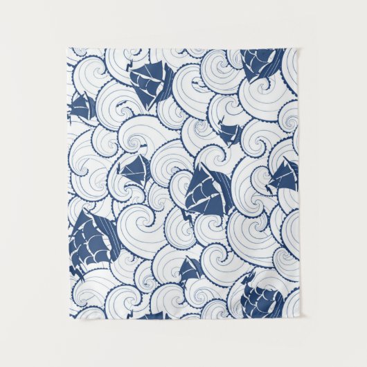 Segelboote auf dem Seemuster Wandteppich (Vorderseite)