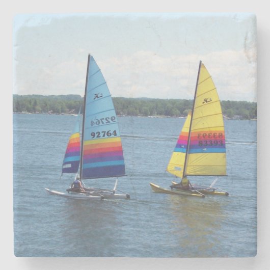 Segelboote auf dem Silbersee Steinuntersetzer (Vorderseite)