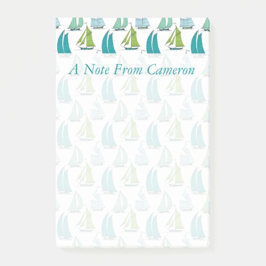 Segelboote auf dem Wasser-Muster | addieren Ihren Post-it Klebezettel (Vorderseite)