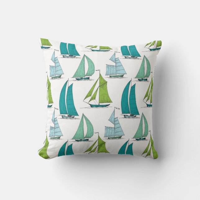 Segelboote auf dem Wasser-Muster Kissen (Vorderseite)