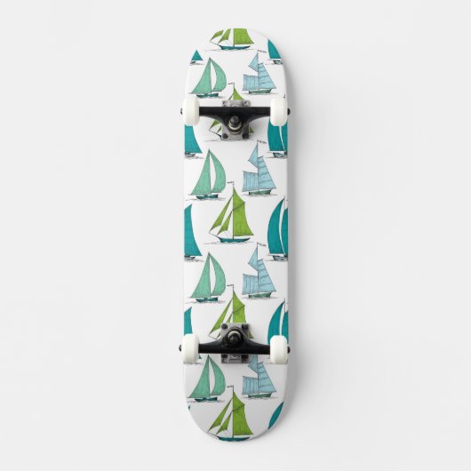 Segelboote auf dem Wasser-Muster Skateboard (Vorderseite)