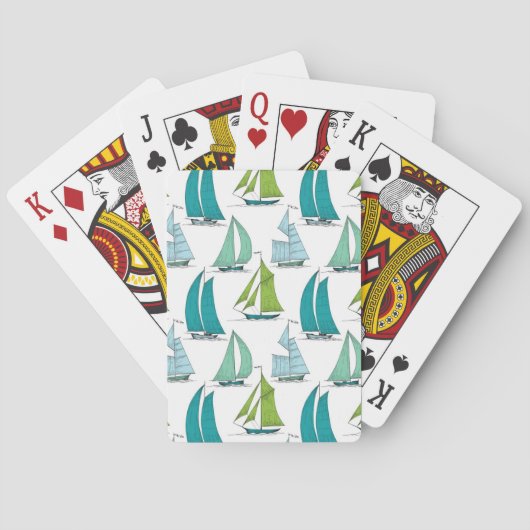 Segelboote auf dem Wasser-Muster Spielkarten (Rückseite)