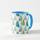 Segelboote auf dem Wasser-Muster Tasse (VorderseiteRechts)