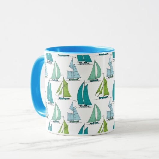 Segelboote auf dem Wasser-Muster Tasse (Vorderseite Links)