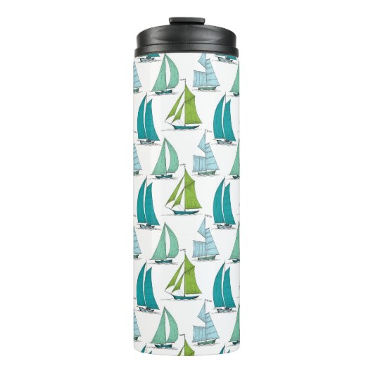 Segelboote auf dem Wasser-Muster Thermosbecher (Vorderseite)