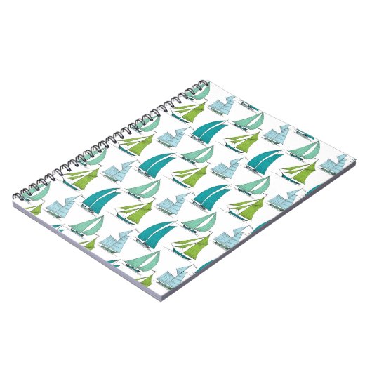 Segelboote auf dem Wassermuster Notizblock (Linke Seite)