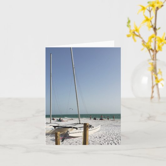 Segelboote auf der Beach Blankokarte Karte (Gelbe Blume)