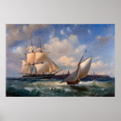 Segelboote auf einem felsigen Meer Poster (Vorne)