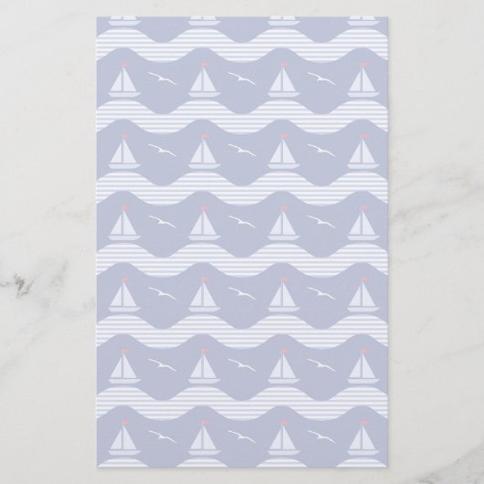 Segelboote auf einem gestreiften Seemuster Briefpapier (Vorderseite)
