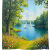Segelboote auf einem schönen See Duschvorhang (Vorderseite)