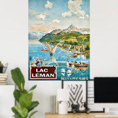 Segelboote auf Genfer See, Schweiz, Reisen Poster (Heimbüro)