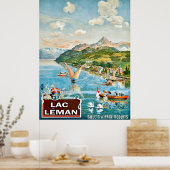 Segelboote auf Genfer See, Schweiz, Reisen Poster (Küche)
