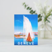 Segelboote auf Genfer See, Schweiz, Vintag Postkarte (Stehend Vorderseite)