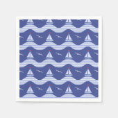 Segelboote auf gestreiftem Meeresmuster Serviette (Vorderseite)