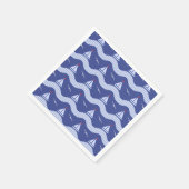 Segelboote auf gestreiftem Meeresmuster Serviette (Ecke)