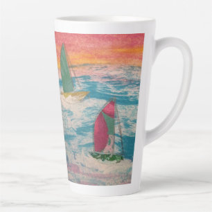 Segelboote auf Latte-Tasse Milchtasse