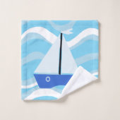 Segelboote auf Meereswellen Badhandtuch Set (Waschlappen)