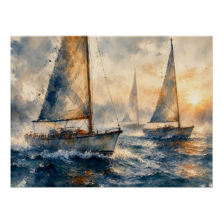 Segelboote auf See, Poster