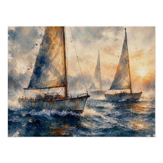 Segelboote auf See,  Poster (Vorderseite)