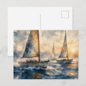 Segelboote auf See, Postkarte (Vorne/Hinten)