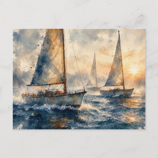 Segelboote auf See, Postkarte (Vorderseite)
