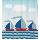 Segelboote auf Wasserwagen nautische Boote Duschvorhang (Vorderseite)