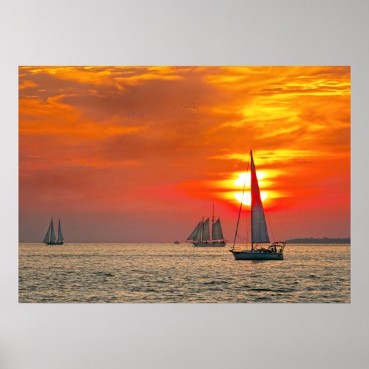 Segelboote bei Key West Sunset Poster (Vorne)