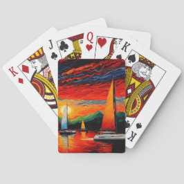 Segelboote bei Sonnenuntergang 3 Spielkarten