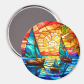 Segelboote bei Sonnenuntergang Magnet (Vorderseite/Rückseite)