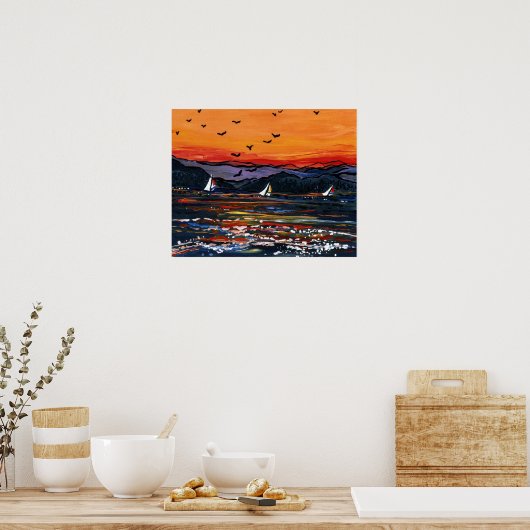 Segelboote bei Sunset Poster (Küche)