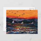 Segelboote bei Sunset Postkarte (Vorne/Hinten)