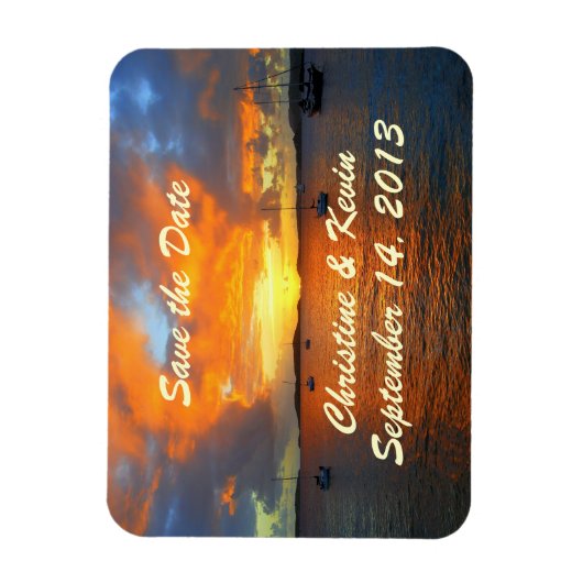 Segelboote bei Sunset Speichern Sie das Date Magne Magnet (Vertikal)