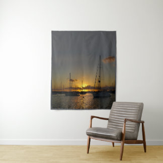 Segelboote bei Sunset Wandteppich