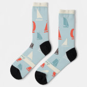 Segelboote, Blaue Nautik-Hobby Socken (Linkes Detail)