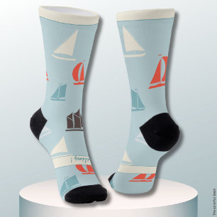 Segelboote, Blaue Nautik-Hobby Socken