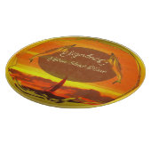 Segelboote & Delphine Sonnenuntergang 1300 Schneidebrett (Ecke)