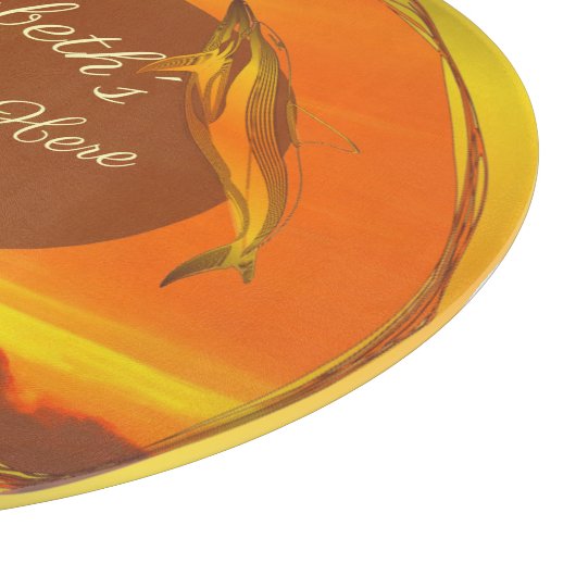 Segelboote & Delphine Sonnenuntergang 1300 Schneidebrett (Ecke)