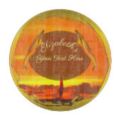 Segelboote & Delphine Sonnenuntergang 1300 Schneidebrett (Vorderseite)