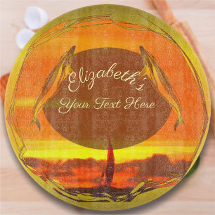 Segelboote & Delphine Sonnenuntergang 1300 Schneidebrett