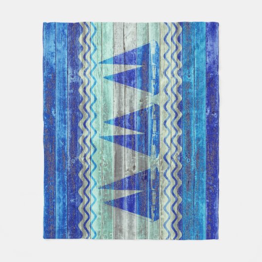 Segelboote der Rustikalen Navy Blue Coastal Fleecedecke (Vorderseite)