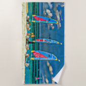 Segelboote des tropischen weißen Sandstrandes Strandtuch (Vorderseite)