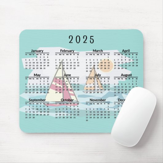 Segelboote Design 2025 Kalender Maus Pad Mousepad (Mit Mouse)